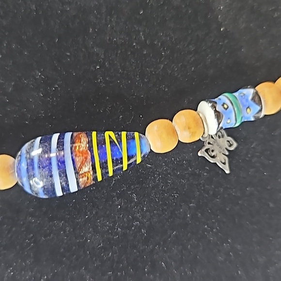 Turquoise Beaded & Wood Necklace - Picture 2 of 5